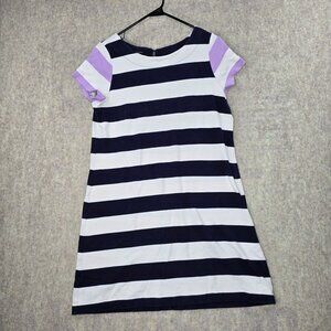 Talbots Womens Striped A-Line Dress With Purple Accents Size L